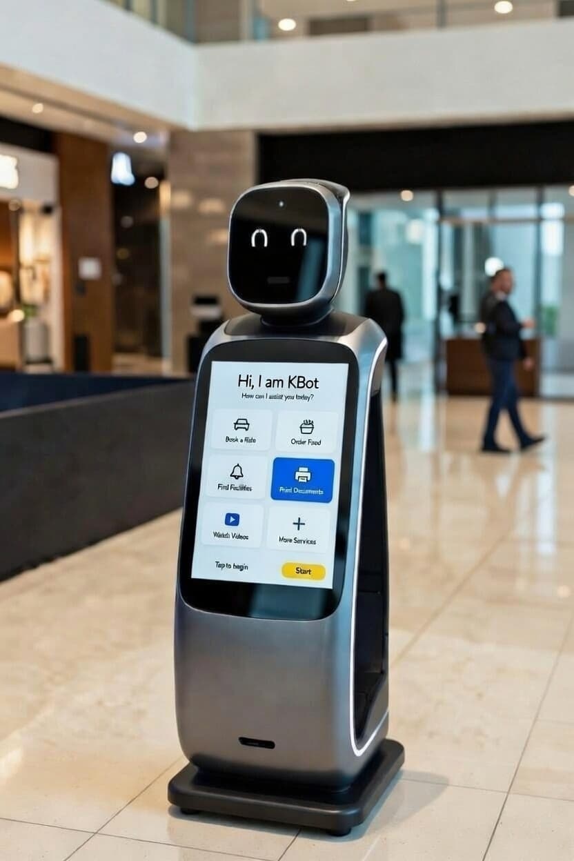 KBot robot in a hotel lobby